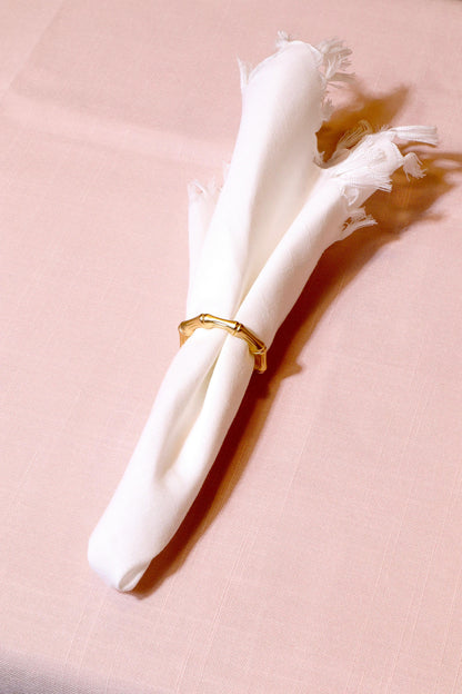 Bamboo Look Chain Napkin Ring Gold Set of 6
