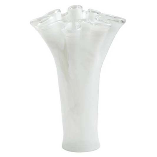 Vietri Onda White Glass Tall Vase