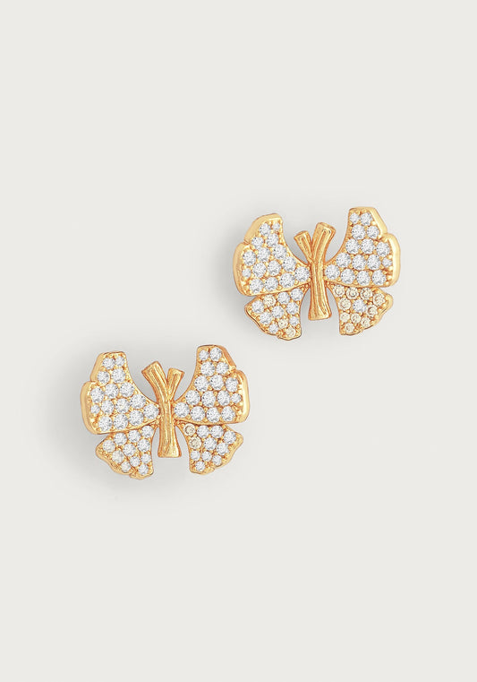 Butterfly White Pave Stud Earring