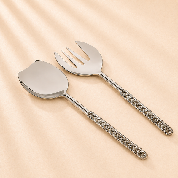 Silver Twisted Handle Salad Servers