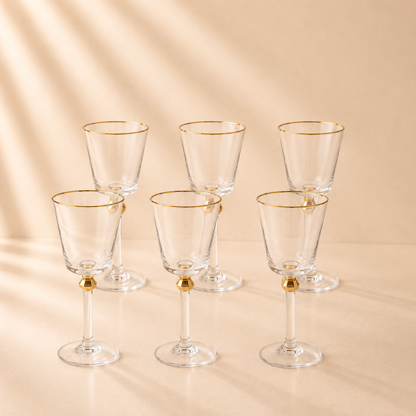 Gold Rim/Accent Glasses-6 Set