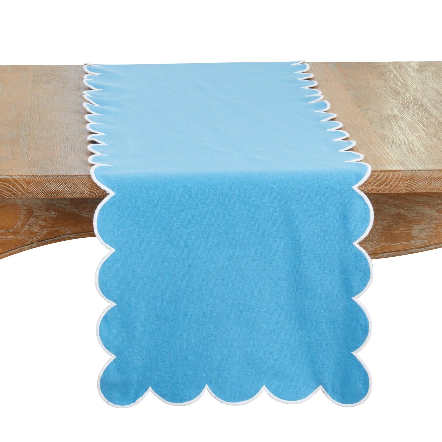 Cotton Scalloped Table Runner: Pink / 16"x72"