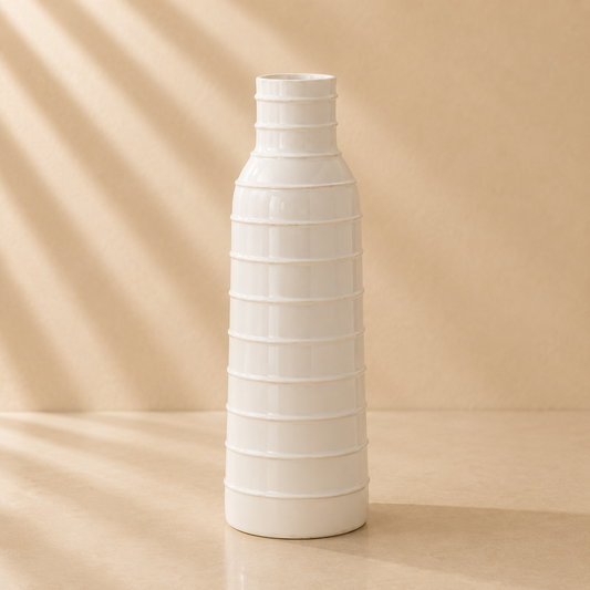 Ivory Tribal Ceramic Vase 17"