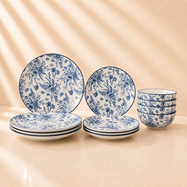 Medici Toile Blue Collection Dinnerware Set 12pcs