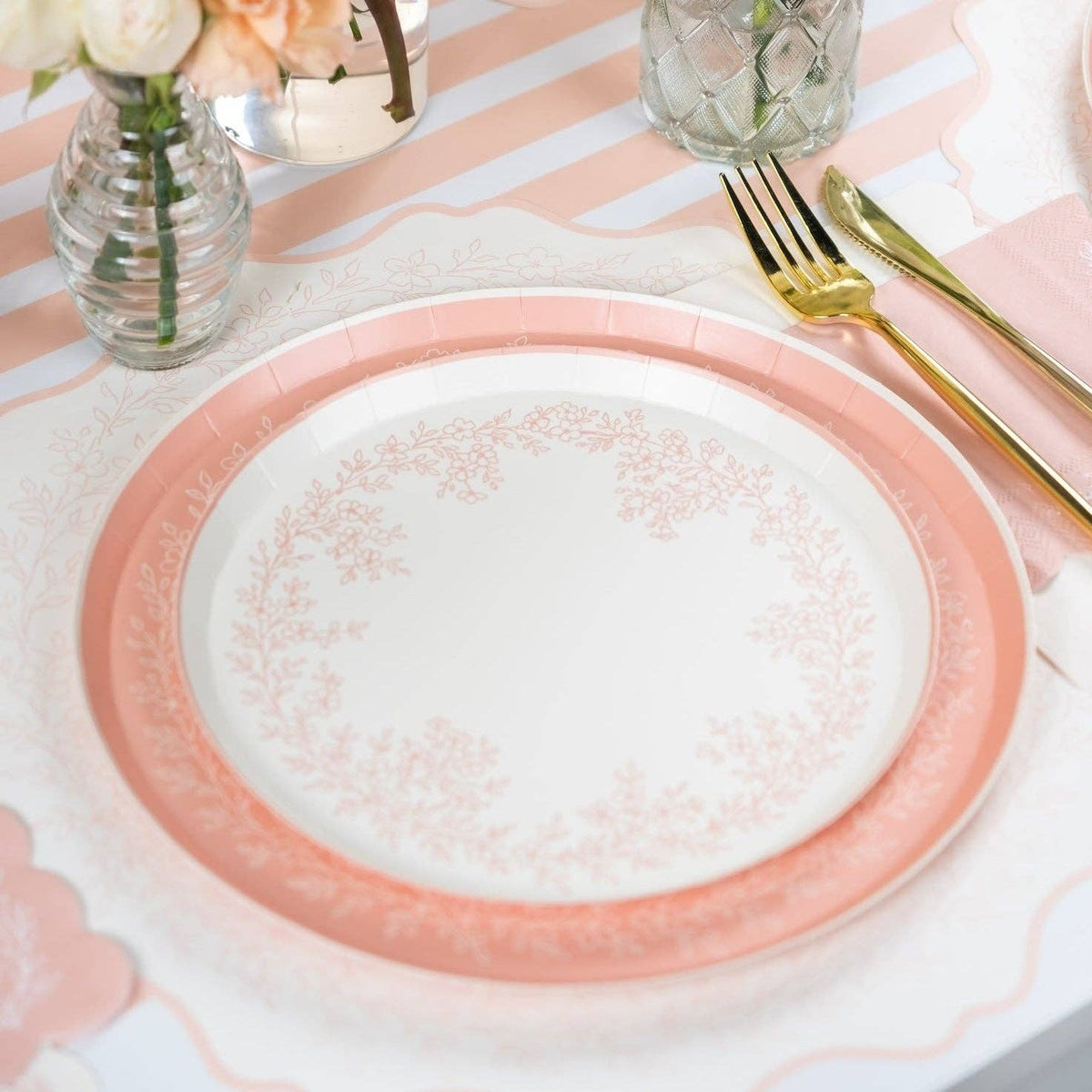 Floral Elegance Pink Dinner Plates 8pk
