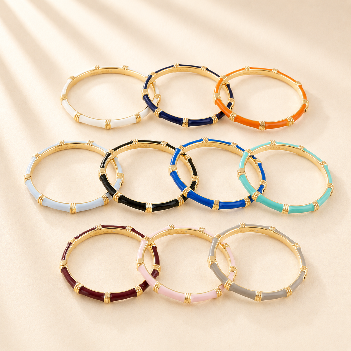 Bamboo Enameled Hinged Bangle