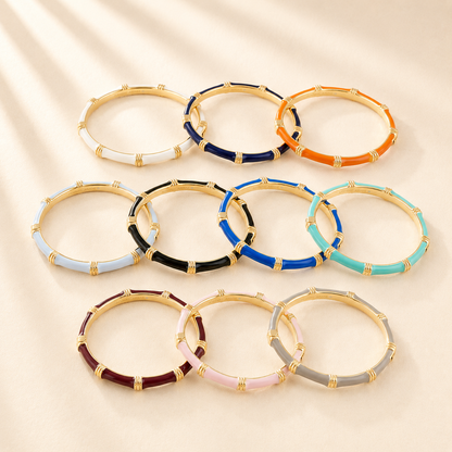Bamboo Enameled Hinged Bangle
