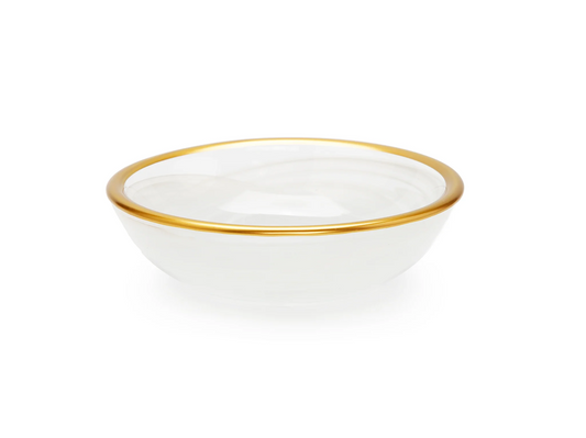 White Dip Bowls Gold Rim Set of 6