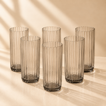 Smoke Highball Glass-6Pc 15 Oz