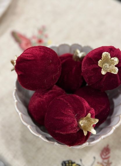 Burgundy Velvet Pomegranates Set of 6