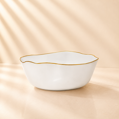 Gold Rim Clear Organic Salad Bowl