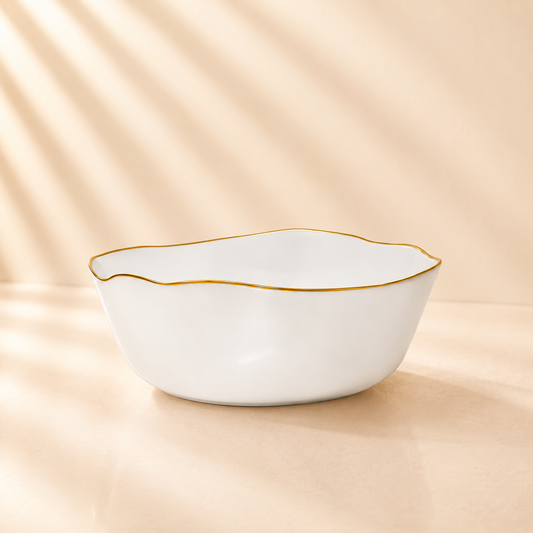 Gold Rim Clear Organic Salad Bowl