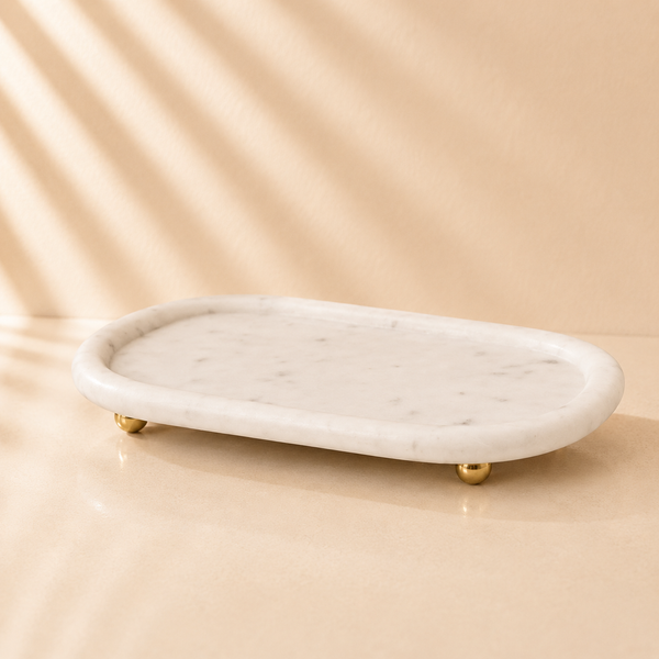Temari White Marble Tray