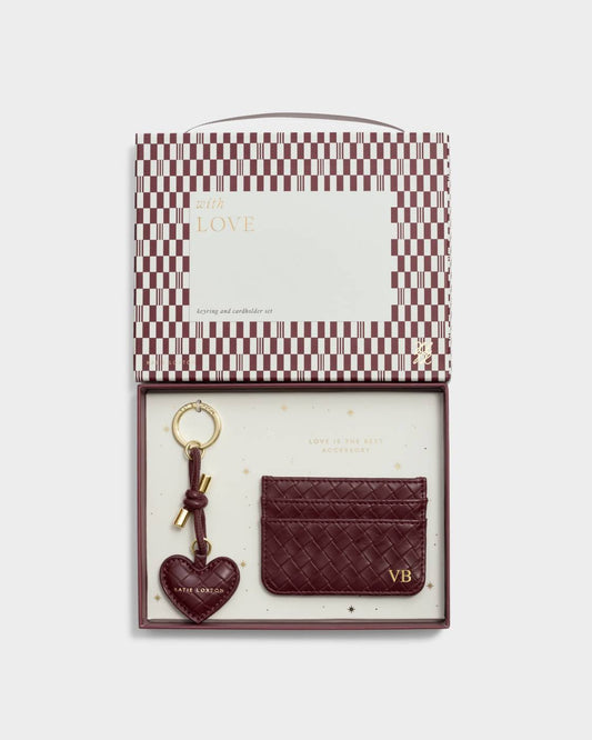 Katie Loxton Gift Boxed Keyring & Cardholder Set Cherry