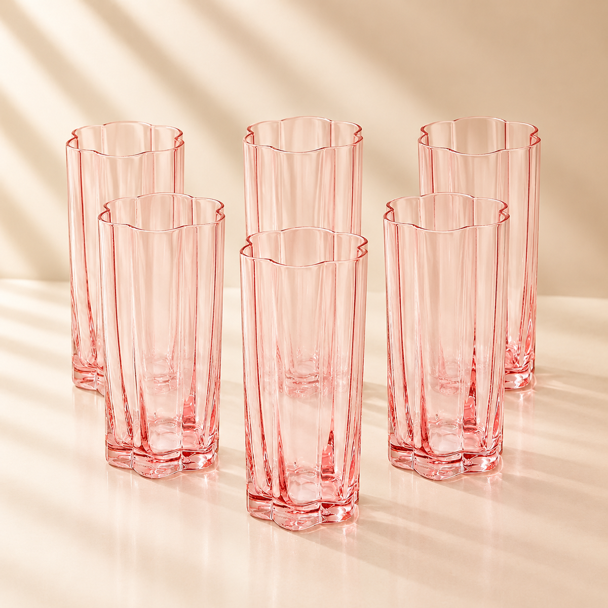 Flower Highball Flamingo Island Set of 6