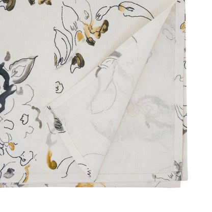 Modern Floral Linen Blend Table Runner: Marigold / 16"x72"