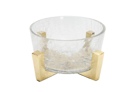 Oval Glass Gold Stand Bowl