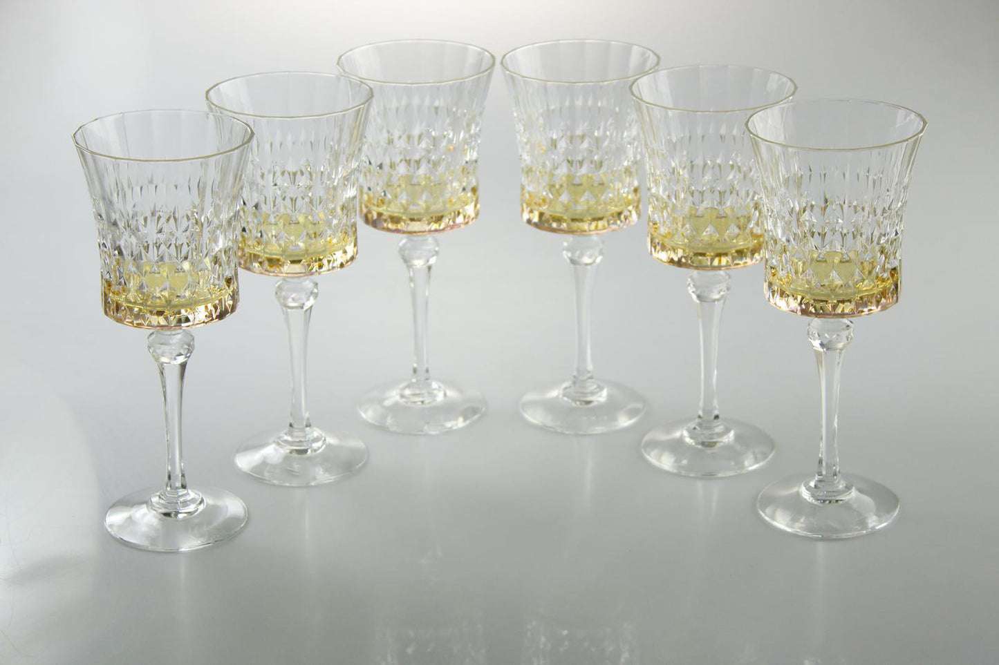 Diamond Water Glasses with Amber Shade Set of 6