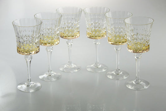 Diamond Water Glasses with Amber Shade Set of 6