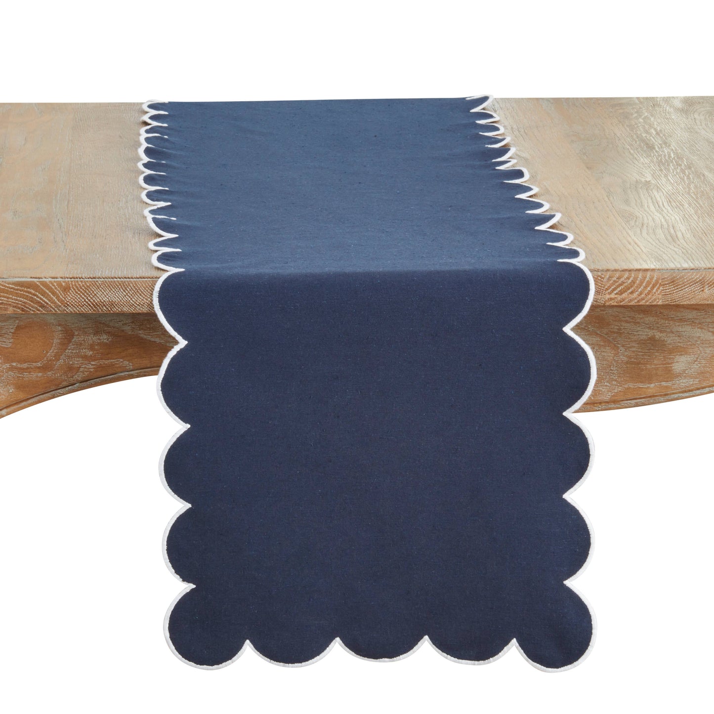 Cotton Scalloped Table Runner: Pink / 16"x72"