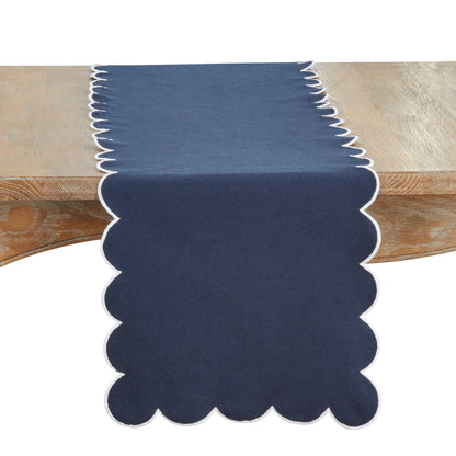 Cotton Scalloped Table Runner: Pink / 16"x72"
