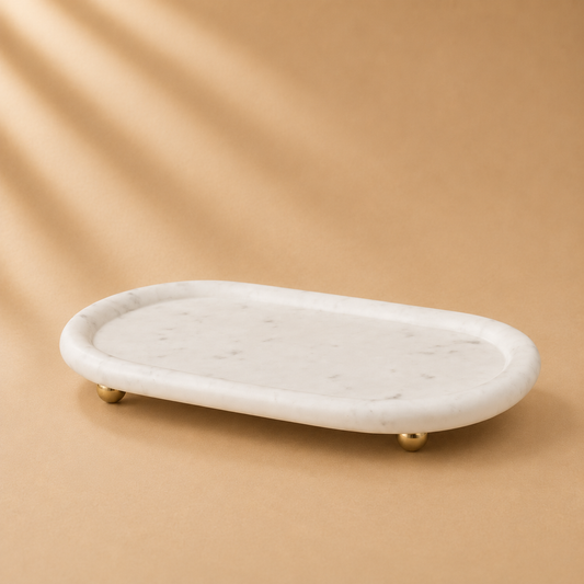 Temari White Marble Tray
