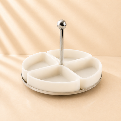 Azure 4 Section White Resin Dish