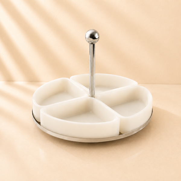 Azure 4 Section White Resin Dish