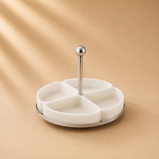 Azure 4 Section White Resin Dish