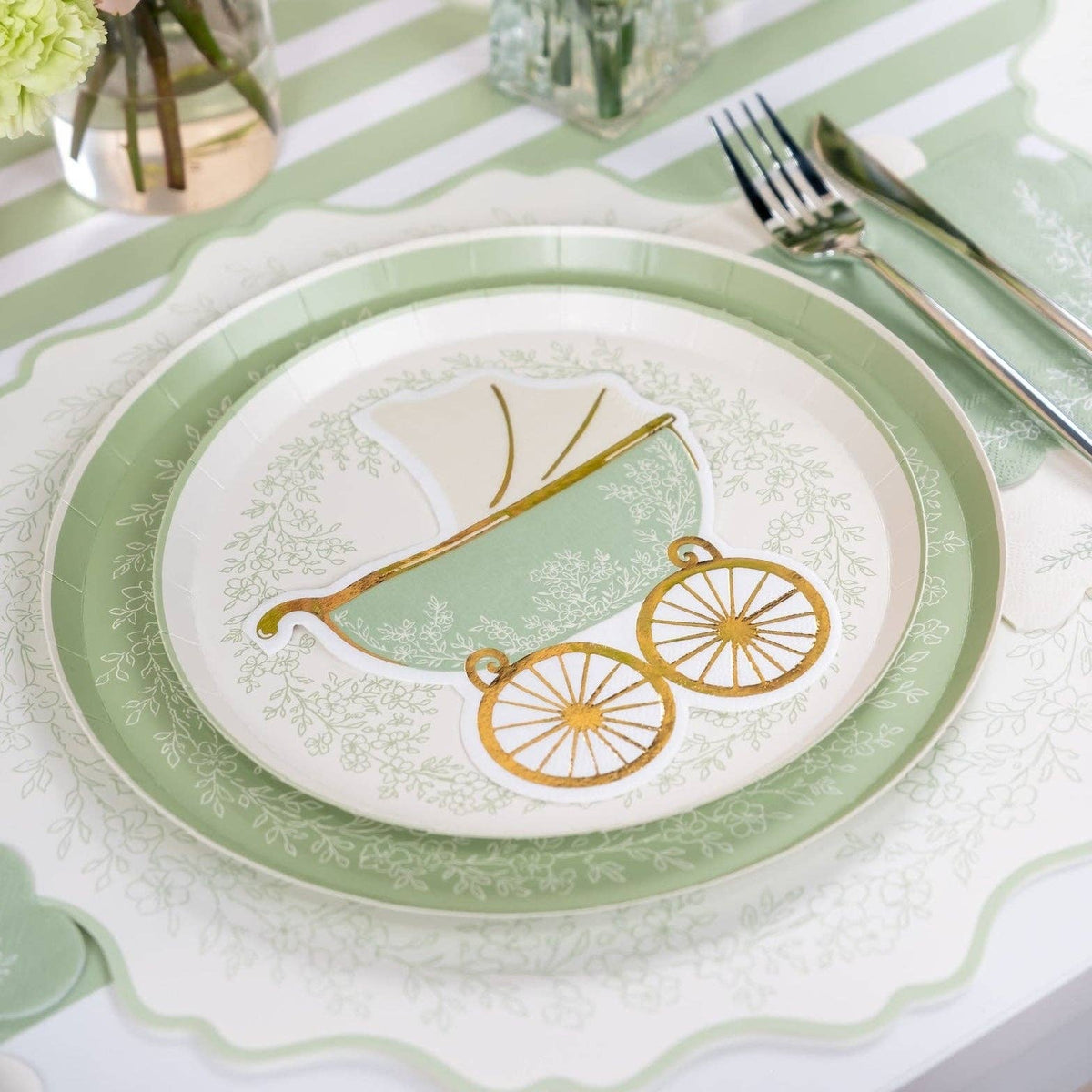 Floral Elegance Sage Dinner Plates 8pk