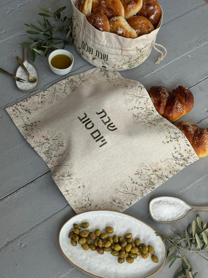 Floral Blossom Linen Challah Covers