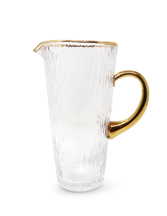 Glass Pitcher with Gold Handle & Rim