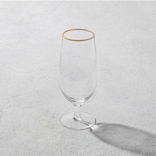 Napa Water Goblet Glass Gold Rim Set of 6 15.5 oz