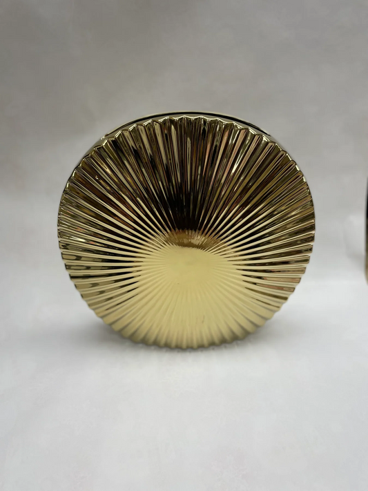 Round Gold Pleated Vase 12"