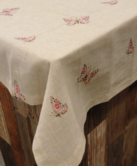 Butterfly Multi Natural Tablecloth