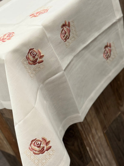 Pink Rose Tablelcoth