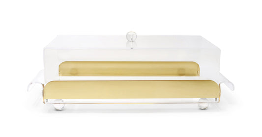 Rectangle Gold Side Tray with Cover