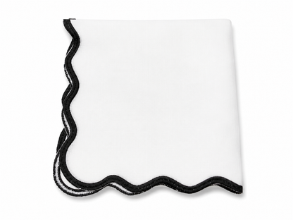 Large Border Scallop Napkin 20x20 Black (set of 4)