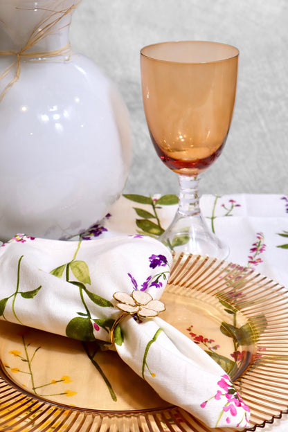 Watercolor Floral Stems Napkin: Off-White / 20" Set of 4