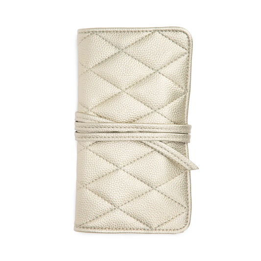 Leah Quilted Jewlery Roll - Gold