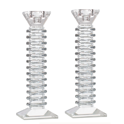 Stacked Crystal Candlesticks Set of 2