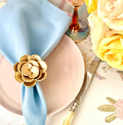 Camellia Gold Napkin Rings - Set of 4