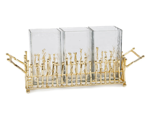 Cutlery Holder with Gold Symmetrical Design