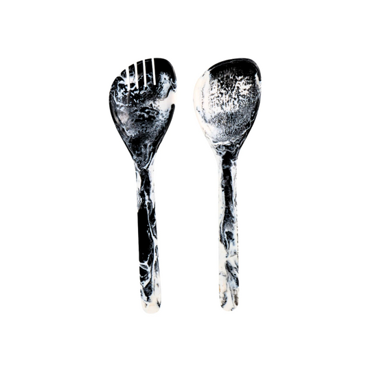 Black/White Resin Salad Servers