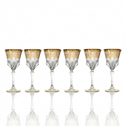 Clear/Gold Wine Glass- 6 set