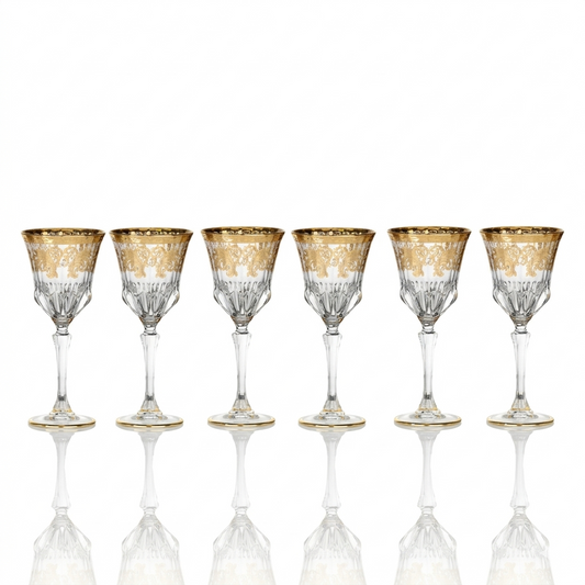 Clear/Gold Wine Glass- 6 set