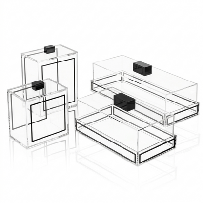 Clear Black Cake Tray W/ Clear Lid - 2 Sizes