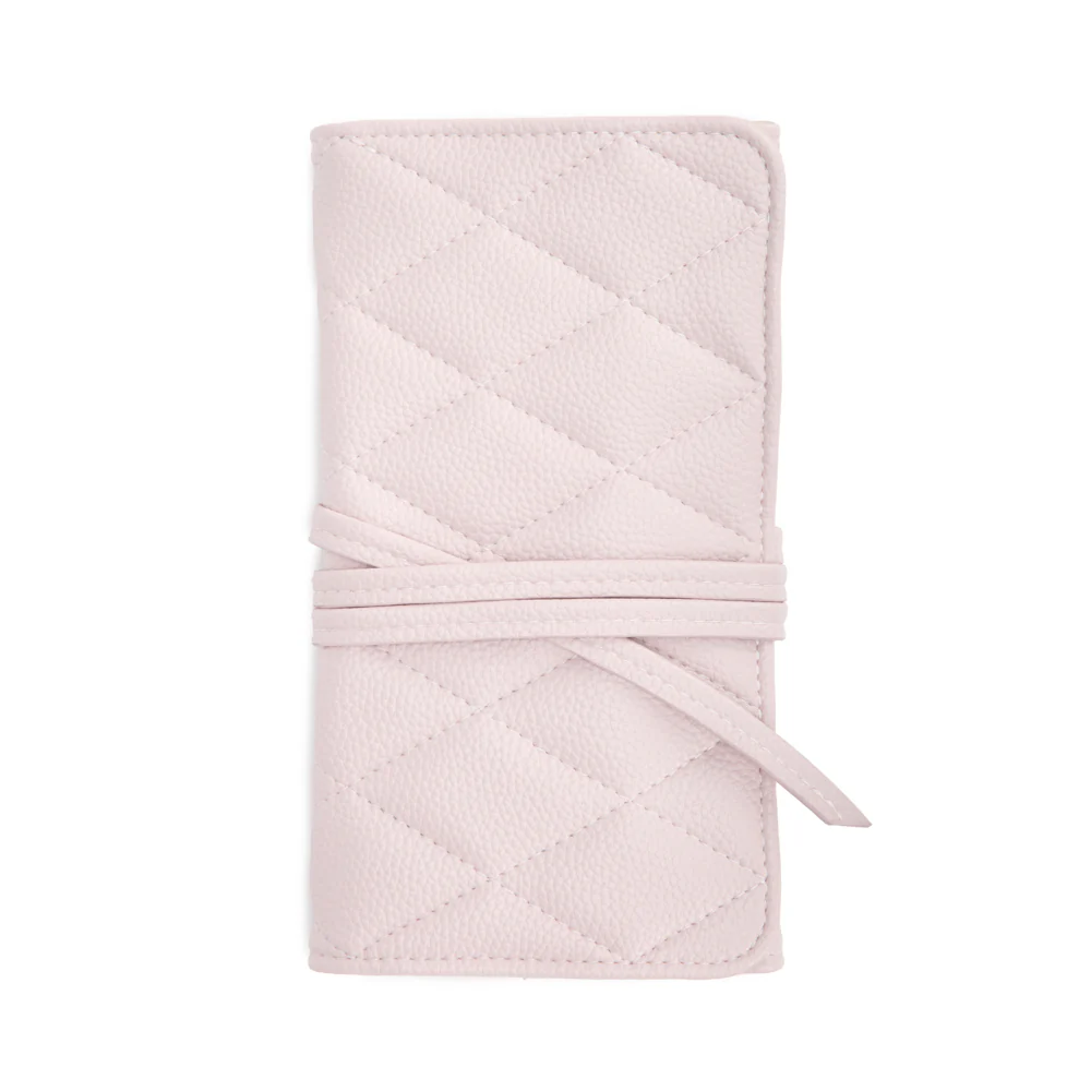 Leah Quilted Jewlery Roll - Pale Pink