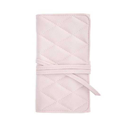 Leah Quilted Jewlery Roll - Pale Pink