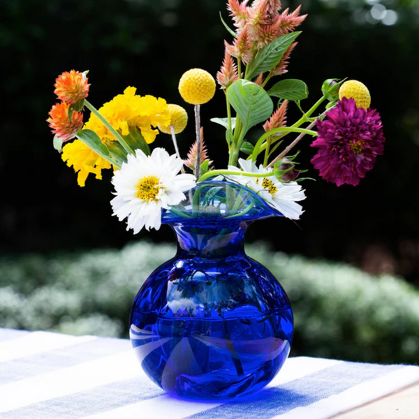 Vietri Hibiscus Cobalt Glass Bud Vase